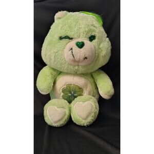 Vintage 1983 Care Bears Good Luck Bear WINKING EYE Plush 6" Kenner Green Clover